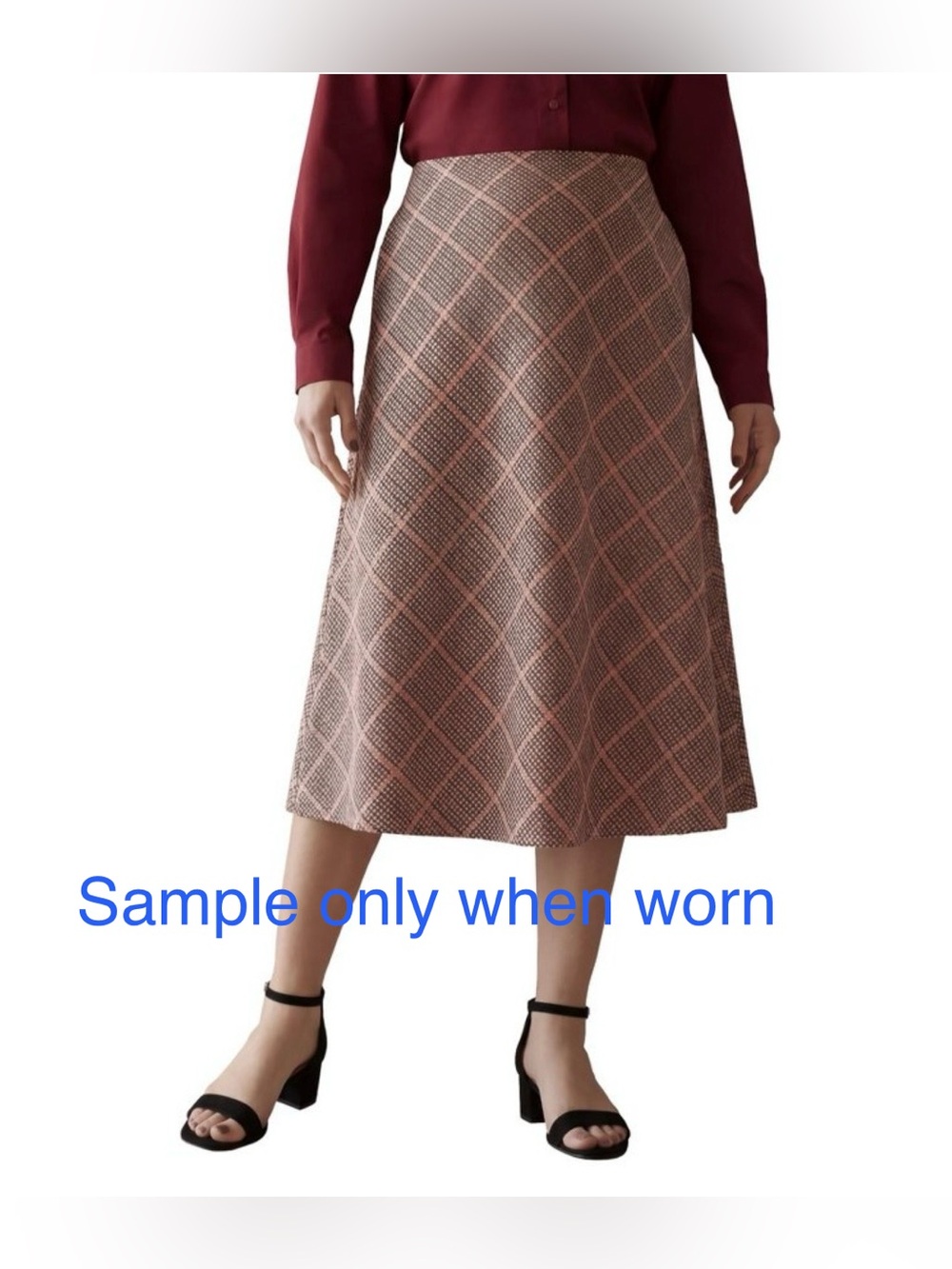 A LINE Vintage Wool Boho Plaid Midi Skirt